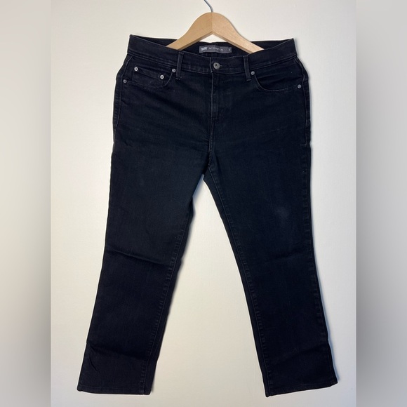 Levis 505 Womens Black Pants 6 Straight Leg Ankle Cropped Jeans Stretch Casual - Picture 1 of 17